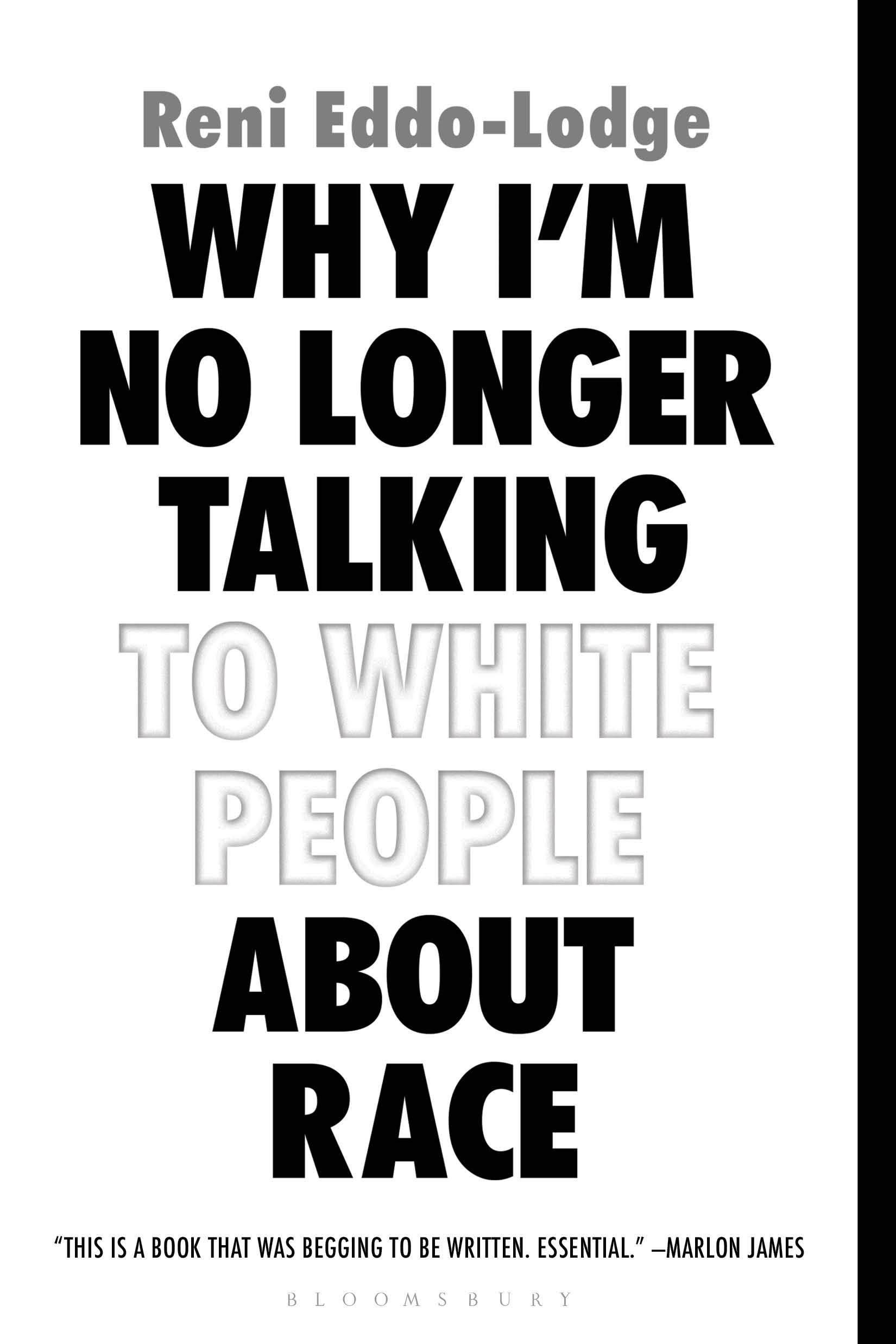 White book cover with black text except for "white people" which is in white font to fade into the background